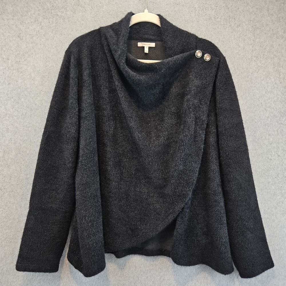 MAURICES Cardigan Women XXL Black Asymmetrical Button Wrap Cozy Fall Layering